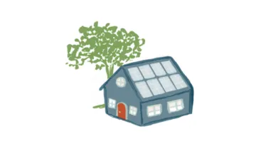 House with solar illustration
