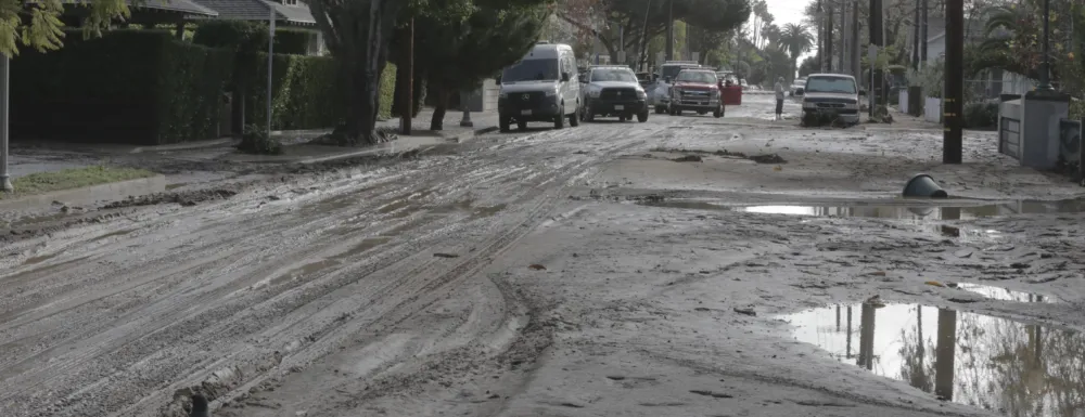 Mud buildup near homes