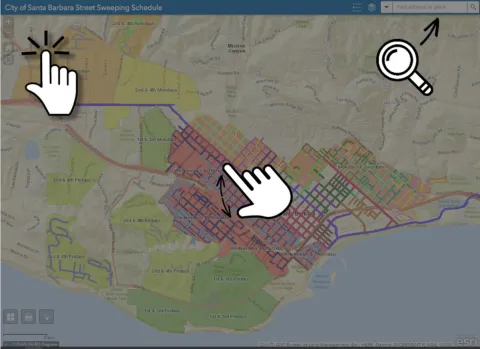 Screenshot of the Street Sweeping Schedule Map. 