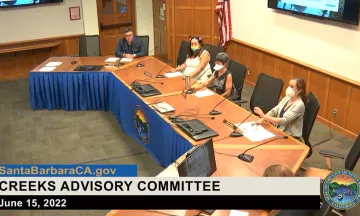 Screenshot from TV broadcast of Creeks Advisory Committee Meeting.