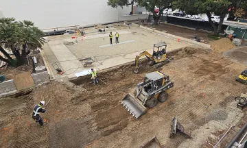 View looking down at a construction site