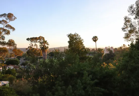 Mission and Rose Garden at Sunset