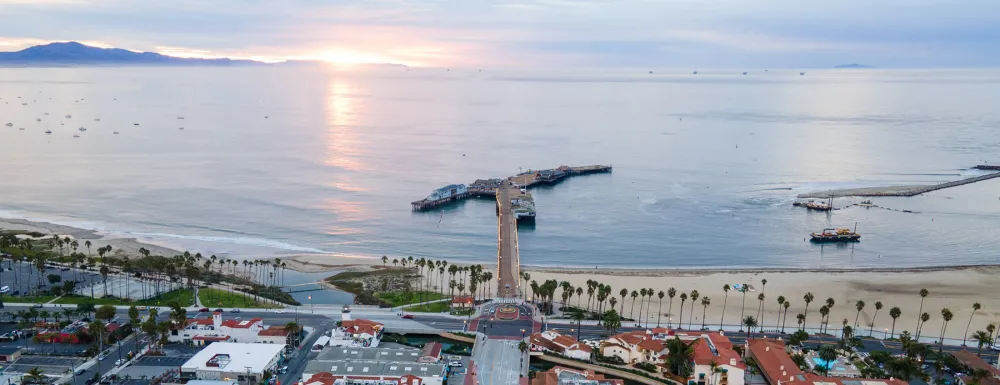 Sterns Wharf State Street Cabrillo Waterfront Aerial